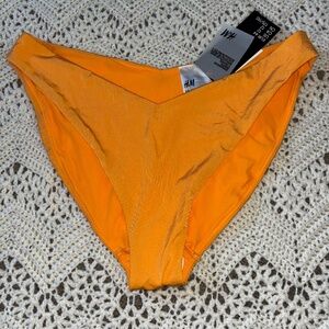 H&M Bikini Bottom Swimwear Solid Orange Briefs V-Shape Women's Size 12 NWT